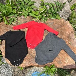 Red and Black Long Sleeve Bodysuits
